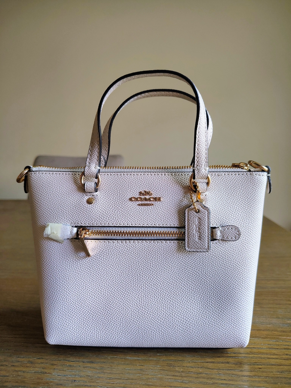 NWT Coach Mini Gallery Crossbody Crossgrain Leather Chalk White C9948